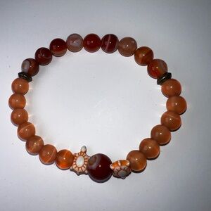 Orange Beaded Bracelet With Sea Turtles